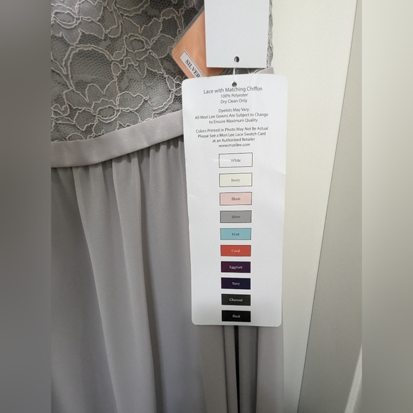 New MORI LEE Style 714 Silver Grey Color Lace Chiffon Evening Dress - Us size 20 - Picture 8 of 11